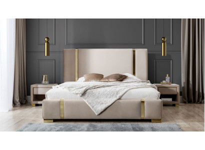 Complete e Bedroom Suite stainless steel Double bed Upholstery Bedside tables