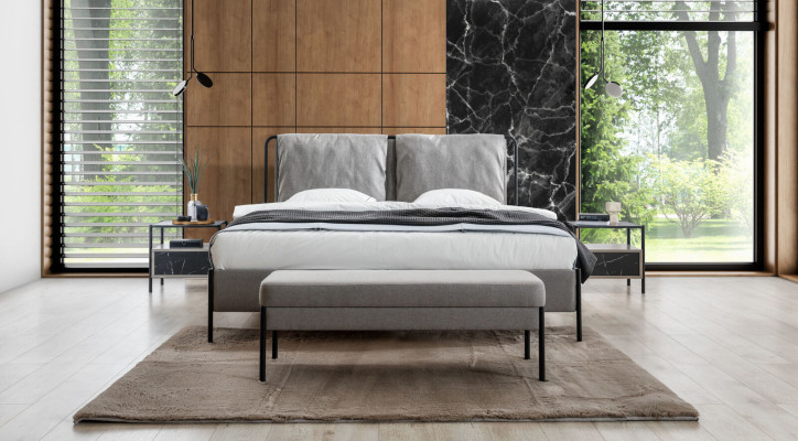 exclusive s Bedroom Double bed Metal Frame Modern Stool Luxury Furniture