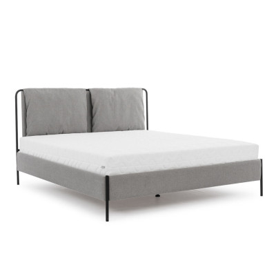 Modern Bedroom Bed Gray Double bed Metal frame Textile beds