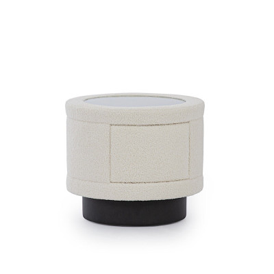 White Bedside table Bedroom Furniture Wooden frame Designer glass top