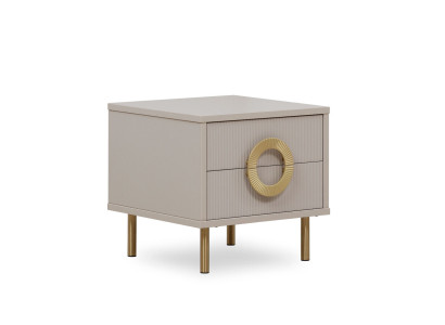 Designer Beige Bedside table with 2 drawers Bedroom bed console