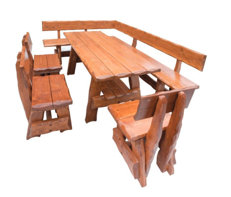 Seating group Dining set Garden Furniture Wood 5 pieces. Set Table Stool Chair Corner Bench Solid