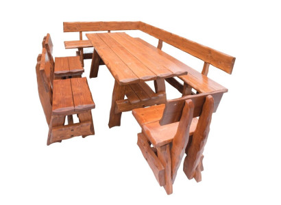 Seating group Dining set Garden Furniture Wood 5 pieces. Set Table Stool Chair Corner Bench Solid