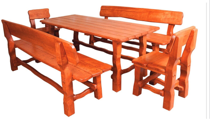 Corner bench Seating group Dining set Garden Furniture Wood 5 pieces. Set Table Stool Chair Solid