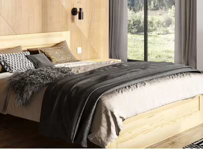 Bedroom 3 pcs. Set Real Wood Bed with 2x Bedside tables 180x200cm Solid wood