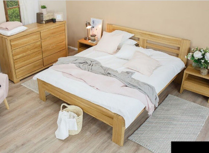 Bedroom Furniture Set Bed Solid wood Bedside tables 2x Beds Real Wood 3pcs.