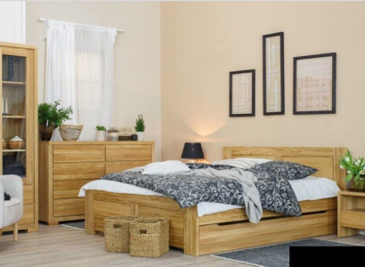 Bedroom Furniture 3 pcs. Set Bed Bedside tables 2x Beds Real Wood Solid wood