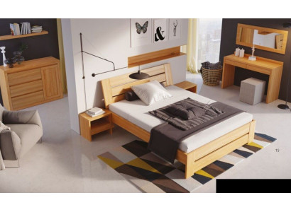 Bedroom Furniture 3 pcs. Set Bed Solid wood Bedside tables 2x Real Wood