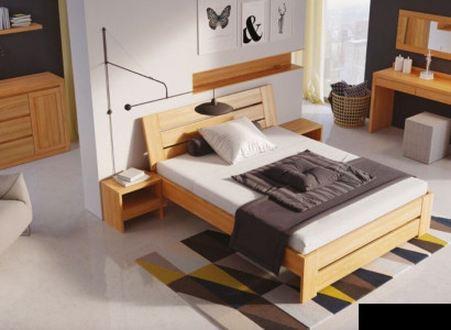 Bedroom Furniture 3 pcs. Set Bed Solid wood Bedside tables 2x Real Wood