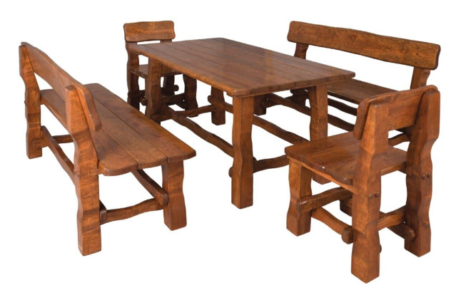 Garden Furniture Real Wood 5pcs. Suite Terrace Chair Chairs Stool Table Group