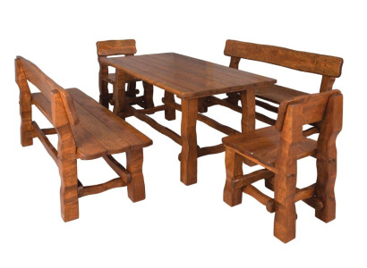 Garden Furniture Real Wood 5pcs. Suite Terrace Chair Chairs Stool Table Group