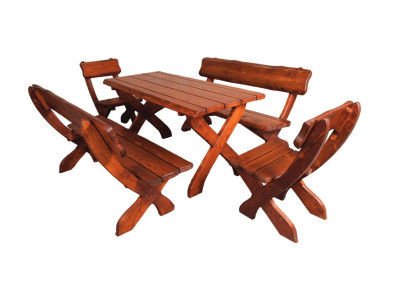 Garden Furniture Corner Bench Seating group Dining set Wood Set Table Stool Chair Solid 5pcs.