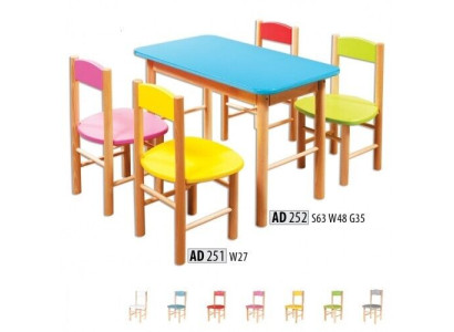Chair Set Childrens room Seating Set Real Wood Solid 5pcs. Seat Group Table