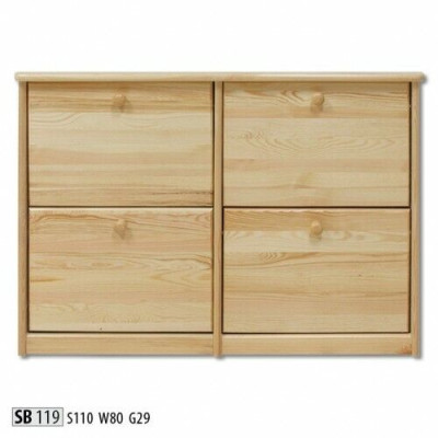 Shoe cabinet 4 compartment Chest of drawers Real wood Solid Furniture Shoe tipper Shoe rack Shelf