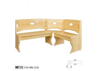Corner bench Real wood Pine Solid Wood Dining room Country house Handcraft corner benches