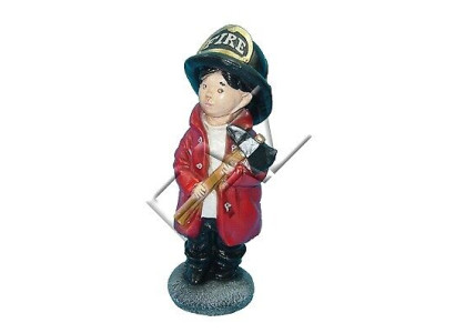 Fire Department USA Child Figure Garden Statue Sculpture Figures Sculptures Decoration