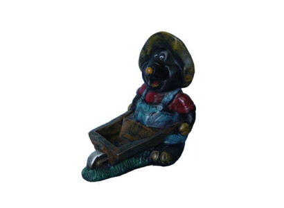 Design Mole Wheelbarrow Figure Statue Sculpture Figures Decoration 45cm Decoration