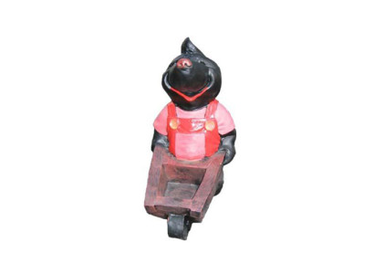 Design Mole Wheelbarrow Figure Statue Sculpture Figures Decoration 34cm Decoration