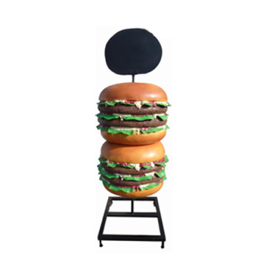 Sculpture Double Cheeseburger Hamburger Stand Decorative Figure Statue