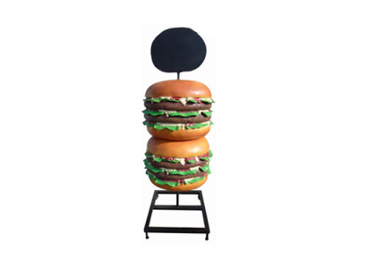 Sculpture Double Cheeseburger Hamburger Stand Decorative Figure Statue