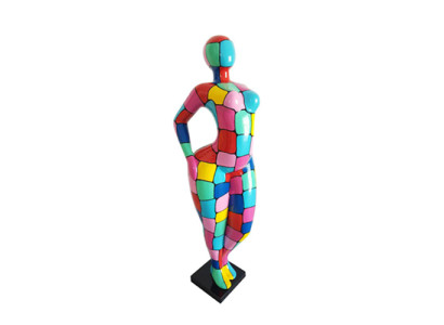 Abstract Figure Statue Colorful Painted Statues Sculptures 130cm XXL Statue Plastic