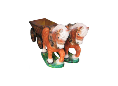 Train Horses 2 with Cart Garden Figures Statue Sculpture Figure Statues 45 cm new