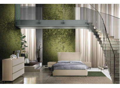 Bedroom 3 pcs. Set Bed 2x Bedside table Console Beds Hotel Double Upholstery
