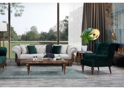 Classic Sofa set 3-Seater + Armchair Chesterfield Designer Furniture