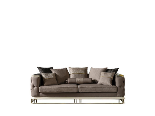 Living room Set Brown Sofa set 2x Armchair Elegant Furniture Metal 7pcs.