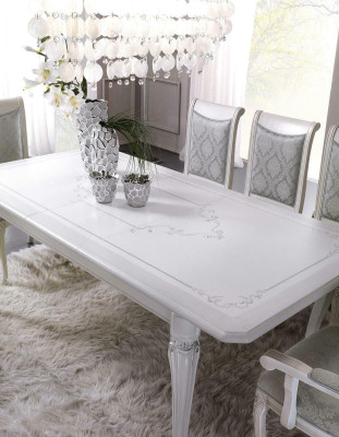 Classic Dining room Set Table + 6 Chairs Suite Tables Group Chair Textile