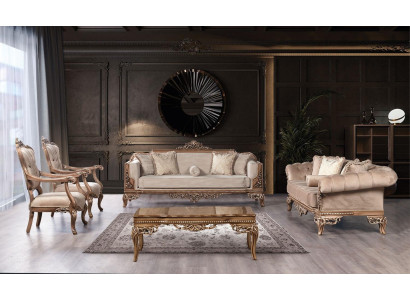 Baroque Living room Furniture Set Couch Sofa Upholstery Suite Table 5pcs.