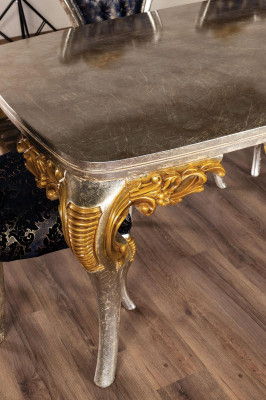 Exquisite Golden Dining room Set Dining table with x4 Chesterfield Chairs Luxury Furniture