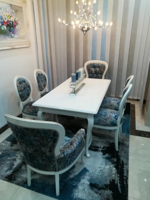 Dining table designer Seat Armchairs Chair Suite Table + 6 Chairs Set