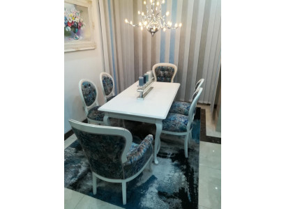 Dining table designer Seat Armchairs Chair Suite Table + 6 Chairs Set