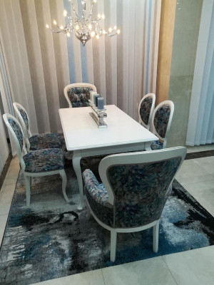 Dining table designer Seat Armchairs Chair Suite Table + 6 Chairs Set