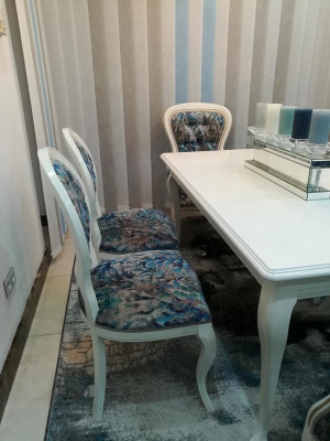 Dining table designer Seat Armchairs Chair Suite Table + 6 Chairs Set