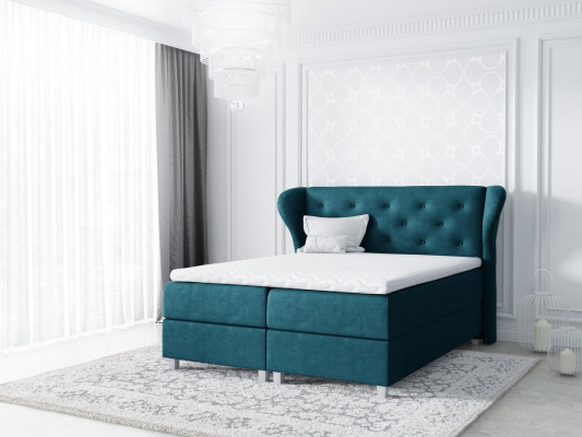 Fabric Box Spring Bed Textile Design Double Hotel Modern Bed Bedroom Beds