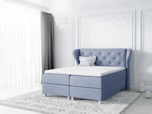 Fabric Box Spring Bed Textile Design Double Hotel Modern Bed Bedroom Beds