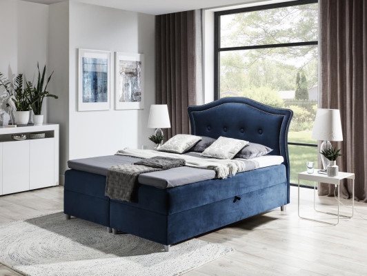 Fabric Box Spring Bed Textile Design Double Hotel Modern Bedroom Bed Beds