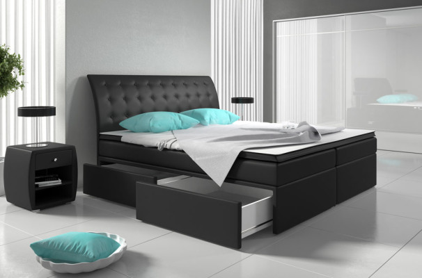 Box spring bed Beds Bed Upholstery Imitation leather Designer Hotel Double Luxury Design