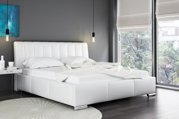 Bed Double bed Furniture Bed frame Fabric 160x200 Textile Upholstered bed Gray Beds