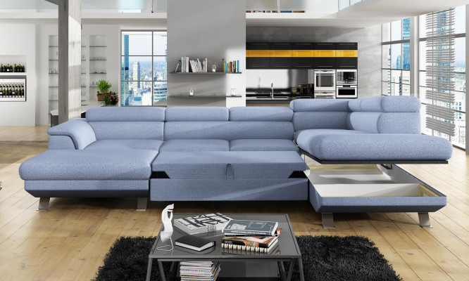 Corner sofa U-shape Sofa Living landscape Suite Upholstery Bed function Design Modern