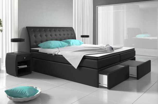 Box spring bed Beds Bed Upholstery Imitation leather Designer Hotel Double Luxury Design