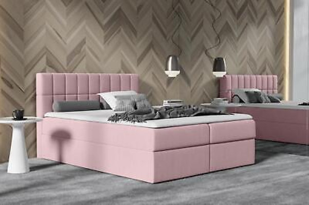 Bed Rosa Fabric Box Spring Bed Textile Design Double Hotel Modern with bed base