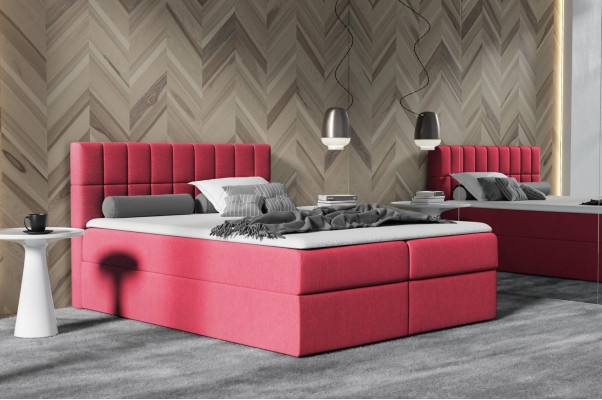 Bed Rosa Fabric Box Spring Bed Textile Design Double Hotel Modern with bed base