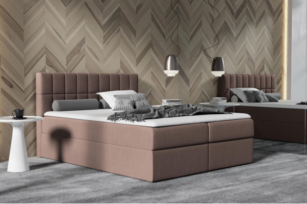 Bed Rosa Fabric Box Spring Bed Textile Design Double Hotel Modern with bed base