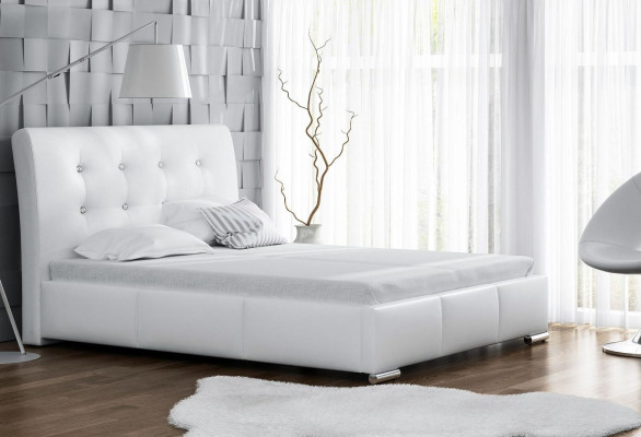 Marriage Bed Bed Frame Beds Upholstered bed Double bed White Polyester Contemporary