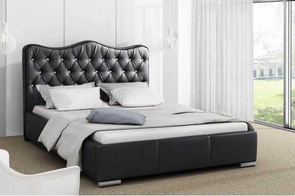 Bed frame Beds marriage bed Modern Bed Imitation leather Upholstered bed Double bed Black