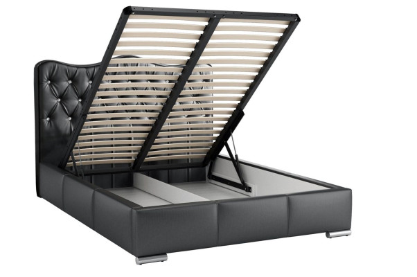 Bed frame Beds marriage bed Modern Bed Imitation leather Upholstered bed Double bed Black
