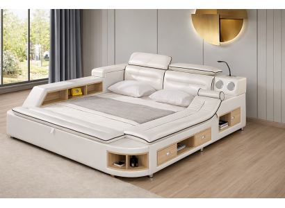 Luxury Bed Bed Leather Beds 180x200 Multifunction Bedroom Lounger